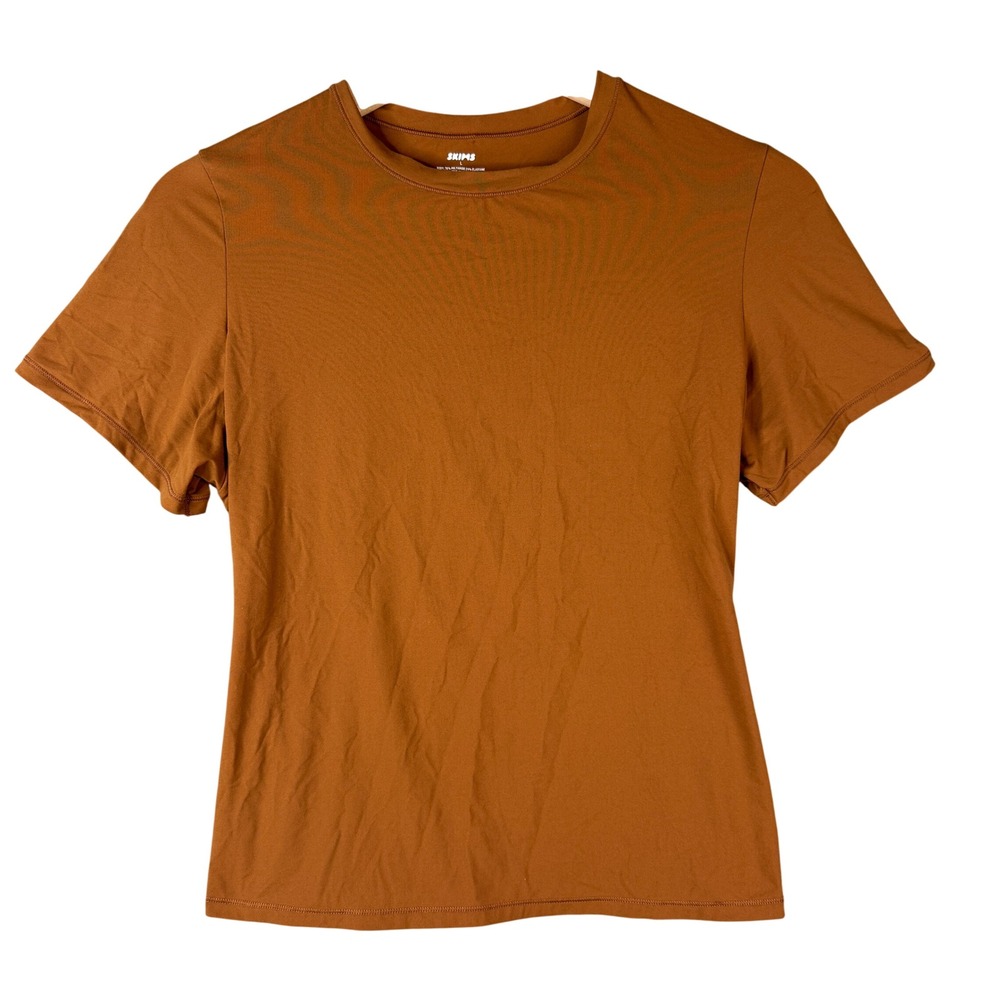 SKIMS Fits Everybody T-Shirt Ochre Brown Short Sleeve Crew Neck Large